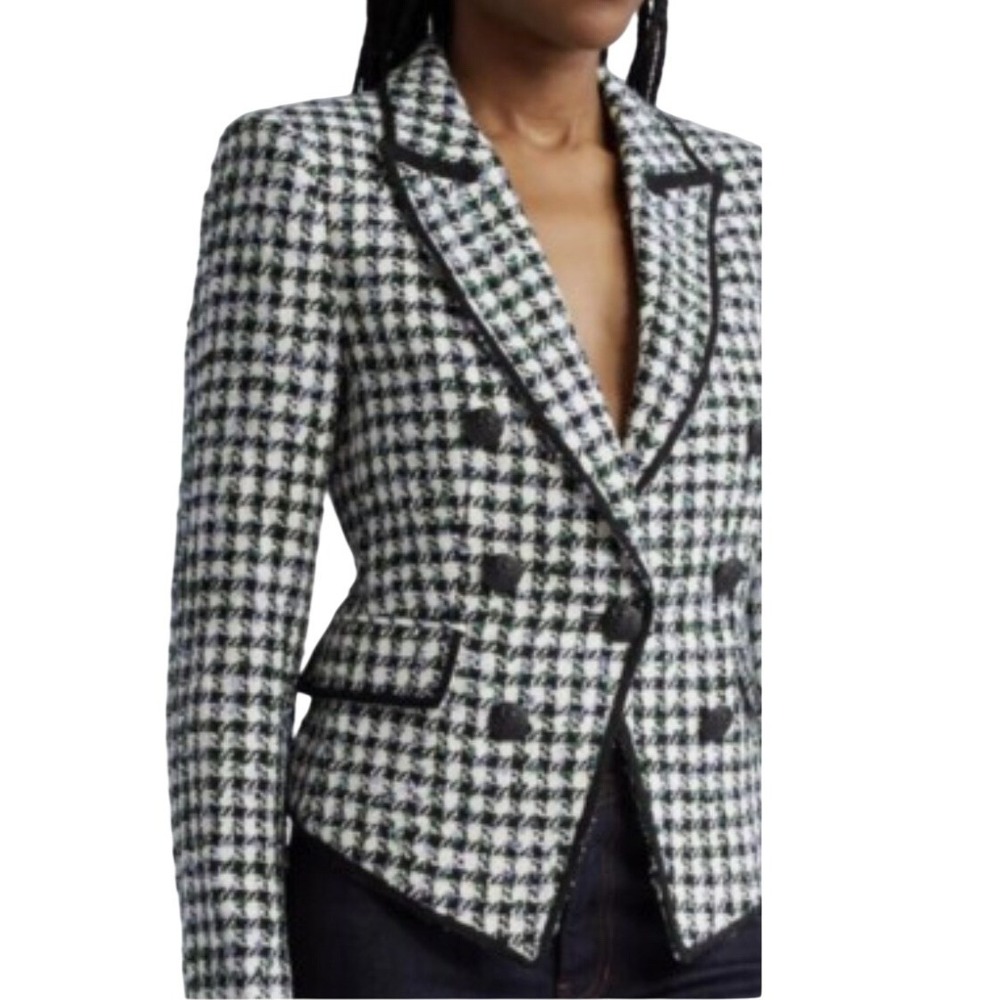 Veronica Beard Miller Dickey‎ Jacket Women 12 Multi Houndstooth Tweed Blazer - Picture 3 of 12